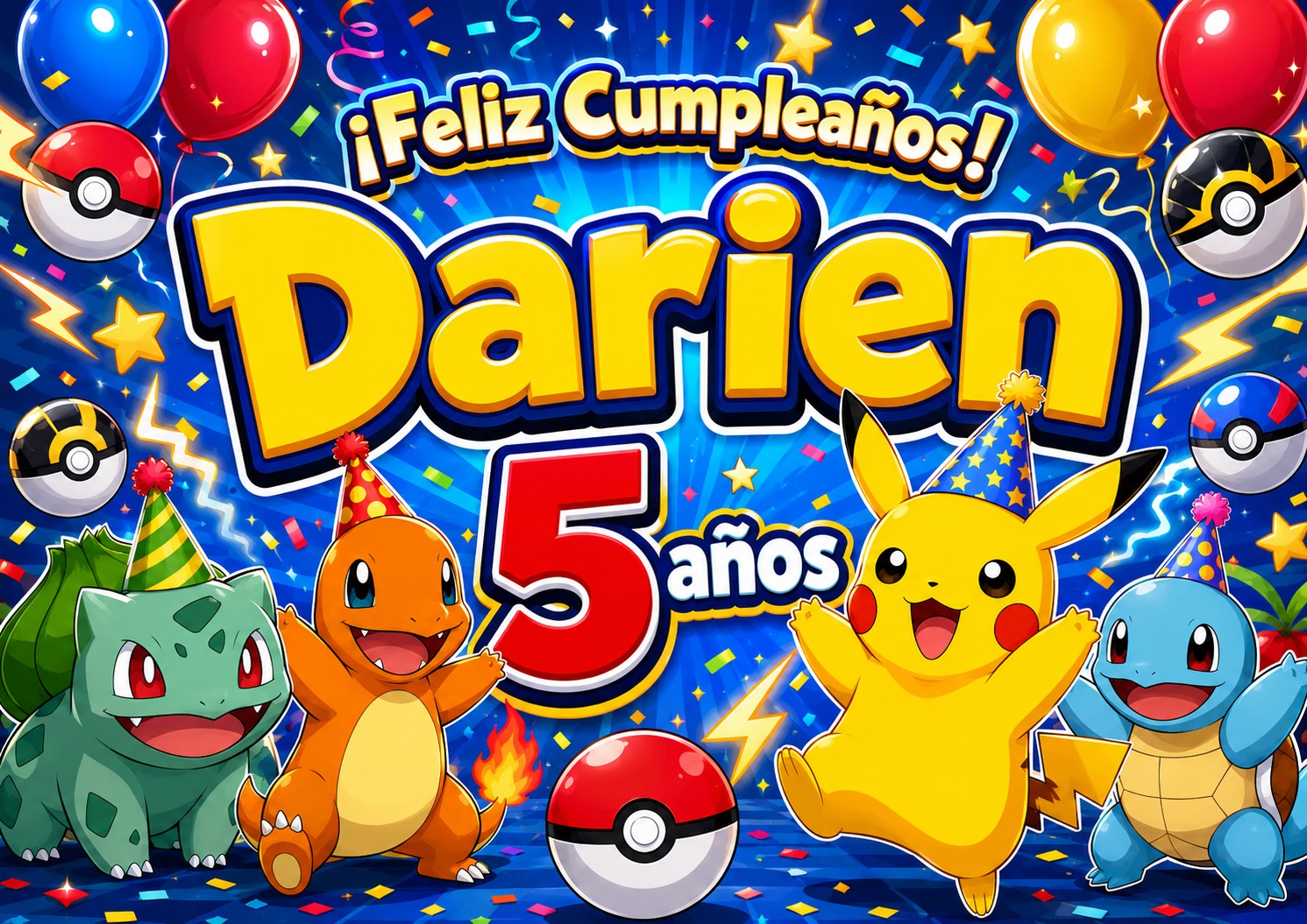 Foto especial de Darien para su invitación Pokémon